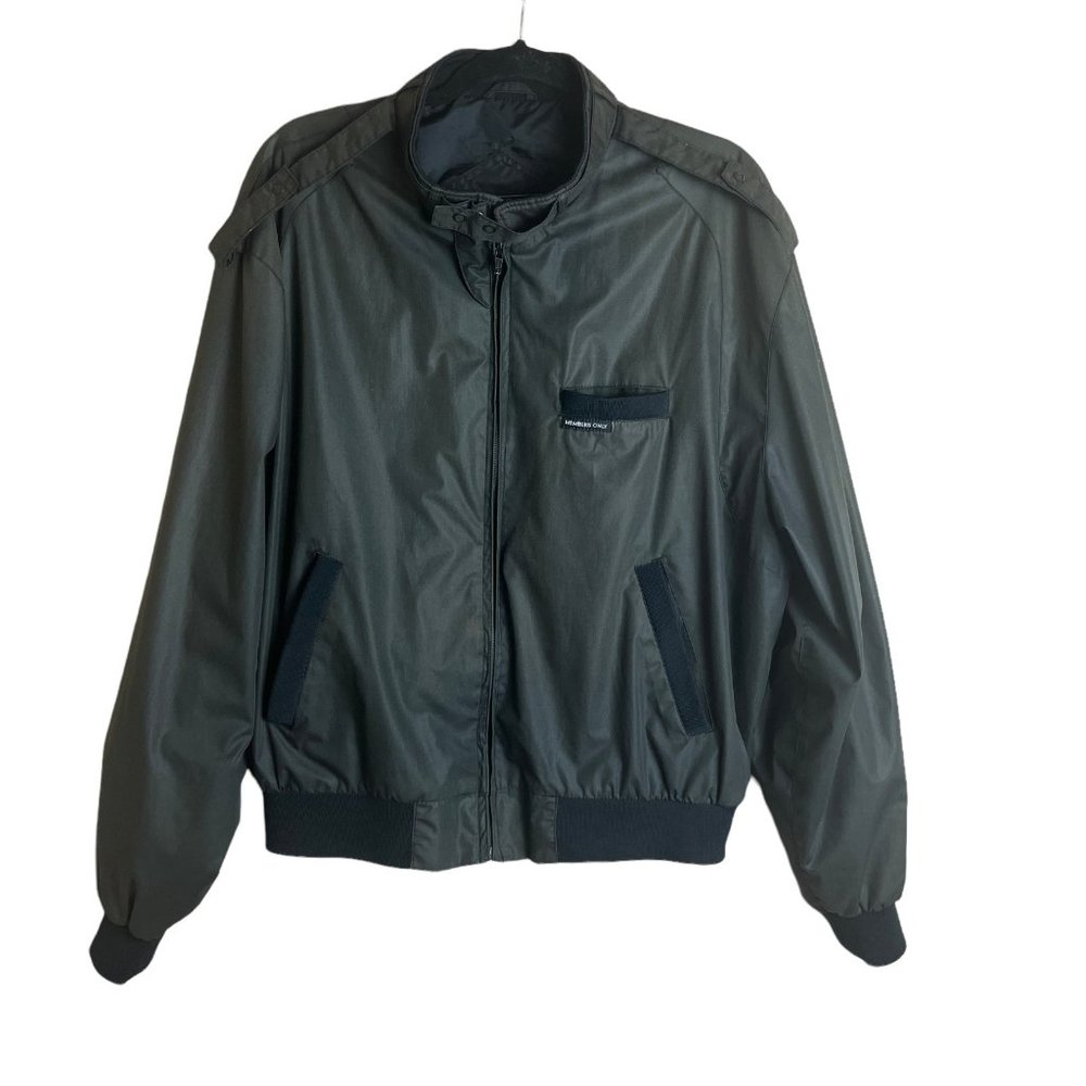 Vtg Members Only Mens Bomber Jacket SZ 46 Brown Racer Full Zip Cafe Hipster